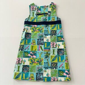 Lilly Pulitzer Girls 8 School Alphabet Dress Blue Green